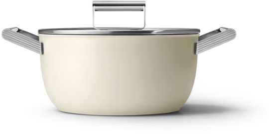 Faitout SMEG 24cm céramique crème avec couvercle