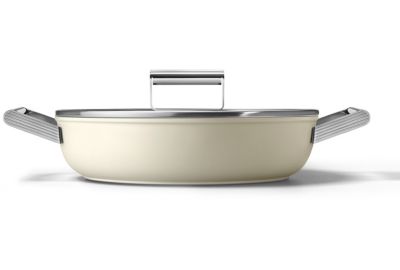 Sauteuse SMEG 28cm céramique crème avec couvercle