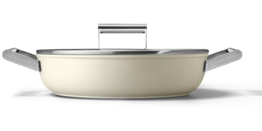 Sauteuse SMEG 28cm céramique crème avec couvercle
