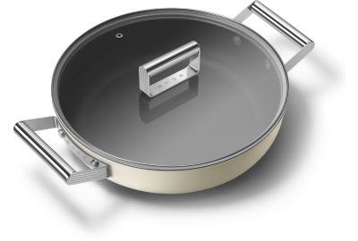 Sauteuse SMEG 28cm céramique crème avec couvercle