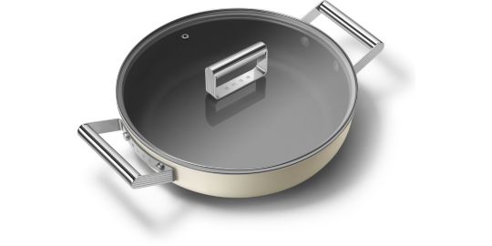 Sauteuse SMEG 28cm céramique crème avec couvercle