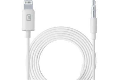 Adaptateur Lightning/Jack 3,5 CELLULARLINE aux-in vers MFi blanc