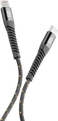 Câble de charge CELLULARLINE 2M USB-C vers Lightning kevlar noir
