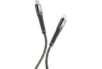 Câble de charge CELLULARLINE 2M USB-C vers Lightning kevlar noir