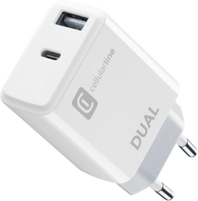 Chargeur CELLULARLINE 20W PowerDelivery Blanc x2 ports Chargeur CELLULARLINE 20W PowerDelivery Blanc x2 ports