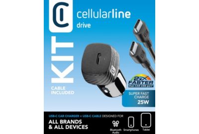 Chargeur allume cigare CELLULARLINE kit Samsung 25W (chargeur et cable) USB-