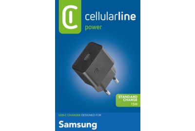 Chargeur CELLULARLINE 15W USB-C PD Samsung noir