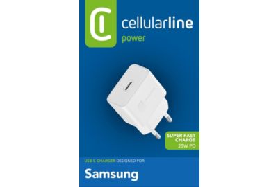 Chargeur CELLULARLINE 25W USB-C PD Samsung blanc