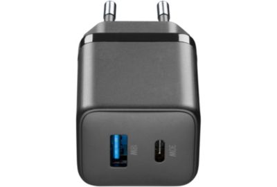 Chargeur CELLULARLINE 30W GAN 2 ports noir
