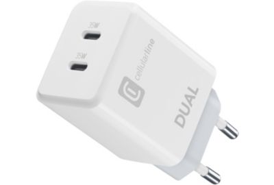 Chargeur CELLULARLINE 35W USB-C Blanc x2 ports