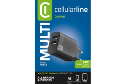 Chargeur CELLULARLINE 24W USB-A 2 ports noir