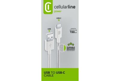CABLE CELLULARLINE 1.5M USB-A vers USB-C tresse noir