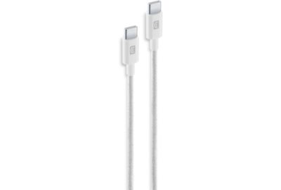 Câble de charge CELLULARLINE 1.5M USB-C vers USB-C tresse blanc