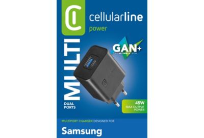 Chargeur CELLULARLINE 45W USB-C USB-A rapide noir