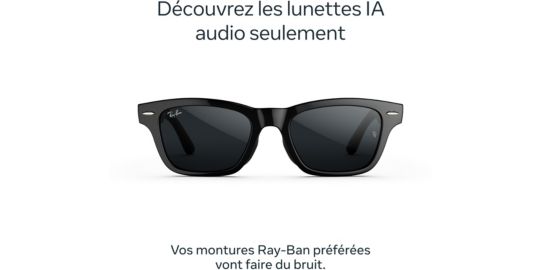 Lunettes connectées META Ray-Ban Burbank Noir Brillant gris