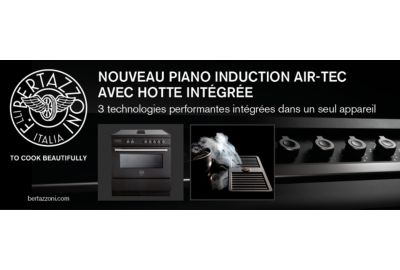 Piano de cuisson induction aspirante BERTAZZONI PROCH94I1ECAT carbone