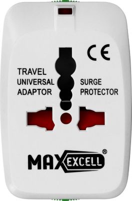Adaptateur de voyage MAX EXCELL Prises EU / UK / USA / AUS Blanc