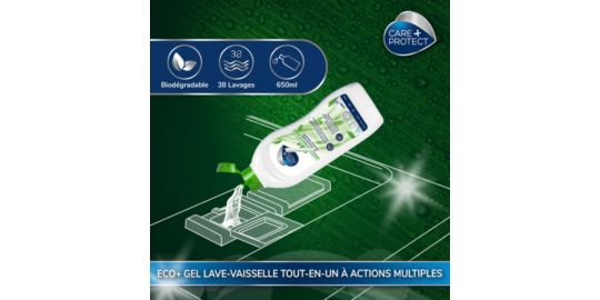 Gel nettoyant CARE+PROTECT ECO POUR LAVE-VAISELLE 38 lavages 650 ml