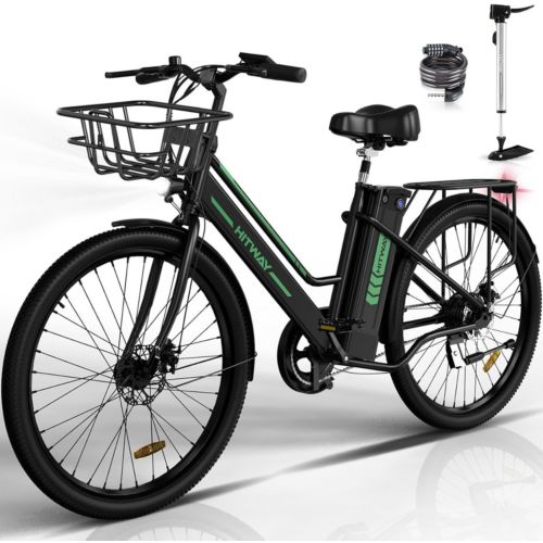 Velo electrique HITWAY 26 Pouces 36V 8 4Ah BK8S Noir Panier Boulanger