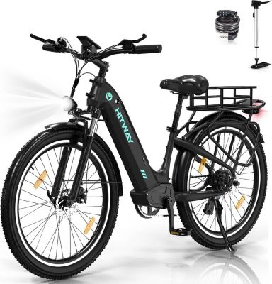 Vélo électrique HITWAY VAE 26x3.0, 48V 18AH, Noir+Panier