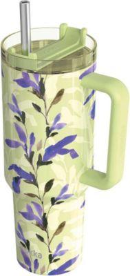 Bouteille isotherme QUOKKA 1200 ml avec Paille Décor Floral Matcha