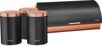 Set d'ustensiles de cuisine BRIEBE Boîte à Pain + 3 Boîtes Cuisine 1161BLKM