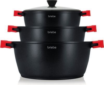 Batterie de cuisine BRIEBE Induction 6 Pièces Aluminium BLACKT3