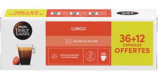Dosette NESTLE DOLCE GUSTO LUNGO x36+12
