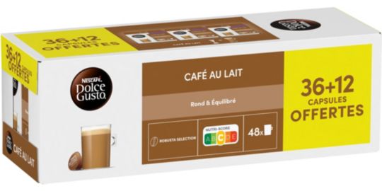 Dosette NESTLE DOLCE GUSTO CAFÉ AU LAIT x36+12