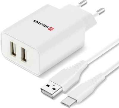 Chargeur SWISSTEN Chargeur Secteur Double USB 2.1A Smart I
