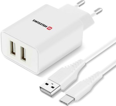 Chargeur SWISSTEN Chargeur Secteur Double USB 2.1A Smart I Chargeur SWISSTEN Chargeur Secteur Double USB 2.1A Smart I