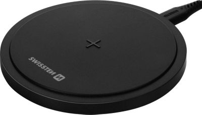 Chargeur induction SWISSTEN Sans-fil Qi 15W, Fin et léger – Noir