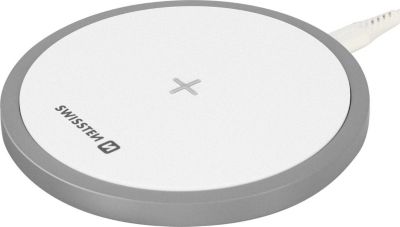 Chargeur secteur SWISSTEN Sans-fil Qi 15W, Fin et léger - Blanc