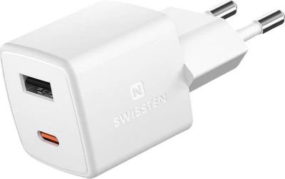 Chargeur allume-cigare SWISSTEN GaN 30W Ultra Compact, USB + USB-C