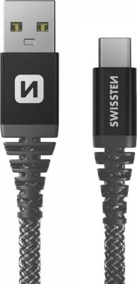 Câble alimentation SWISSTEN USB vers USB type C 60W, Aramide 1.5m