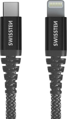 Câble alimentation SWISSTEN USB-C vers Lightning 60W, Aramide 1.5m