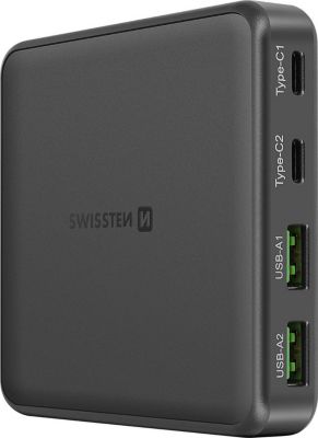 Hub SWISSTEN GaN USB-C et USB - Noir