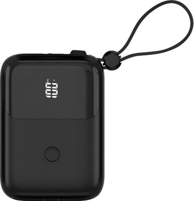 Batterie externe SWISSTEN 10000 mAh, Câble iPhone + USB-C intégrés