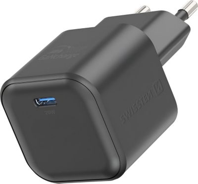 Chargeur USB C SWISSTEN USB C GaN 20W Compact Noir
