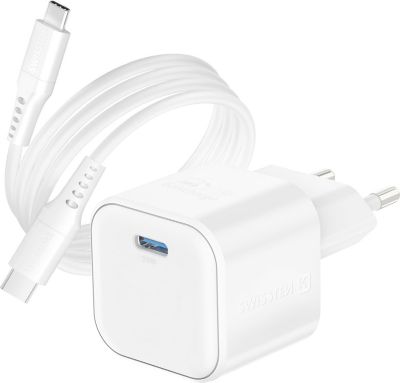 Chargeur USB C SWISSTEN USB C GaN 20W + Câble USB C Blanc