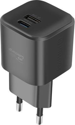 Chargeur secteur SWISSTEN GaN 35W USB C + USB Charge Rapide Noir