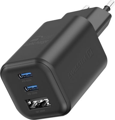 Chargeur SWISSTEN Swissten Chargeur Mural 2 USB C GaN 65W