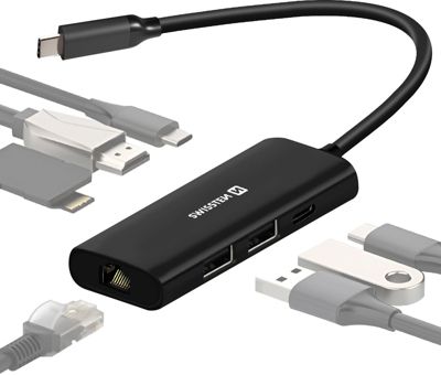 Adaptateur OTG SWISSTEN Adaptateur USB-C Multiport 8 en 1 Noir