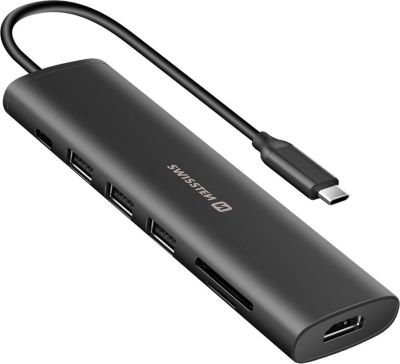 Adaptateur OTG SWISSTEN Adaptateur USB-C Multiport 7 en 1 Noir