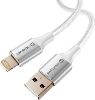 Câble alimentation SWISSTEN USB vers Lightning 30W Anti-noeud Blanc