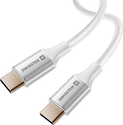 Câble alimentation SWISSTEN USB-C vers USB-C 60W Anti-noeud Blanc