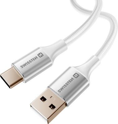 Câble USB SWISSTEN USB vers USB-C 60W Anti-noeud Blanc