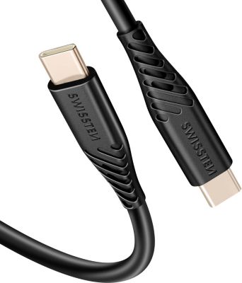 Câble alimentation SWISSTEN USB-C vers USB-C 60W Silicone Noir