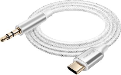 SWISSTEN Câble USB-C / 3.5 mm Blanc Nylon 1.5 m
