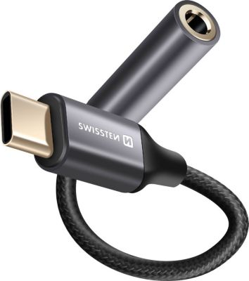 Adaptateur USB C SWISSTEN Adaptateur Audio USB-C vers Jack Noir